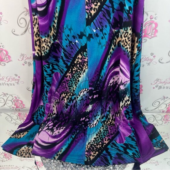 Dress butterfly wings 🪽 cheetah animal print purple blue black long dress - Picture 11 of 13
